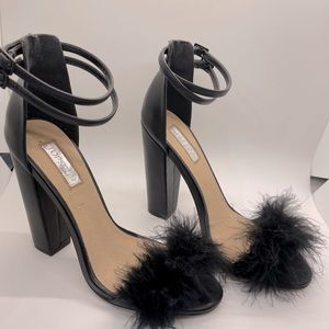 Topshop black leather block heels